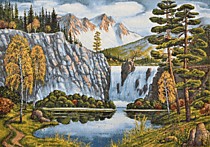 Гобелен "Пейзаж с водопадом"